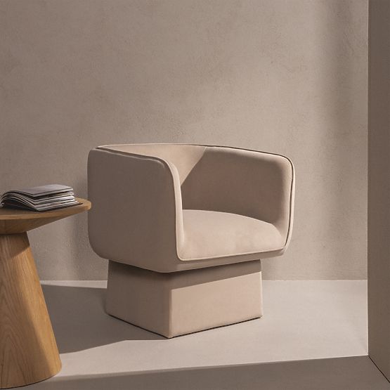 Vrtljiv stol One svetlo bež, velur