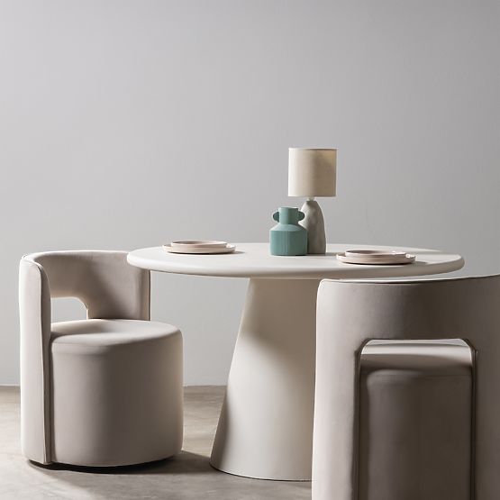 Vrtljiv stol Raval bež, žamet, zaobljen