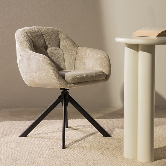 Vrtljiv stol Santos svetlo bež/črne noge