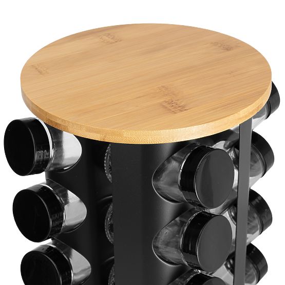 Vrtljivi stojalo za začimbe ROMERO 16 kozarcev + 72 nalepk