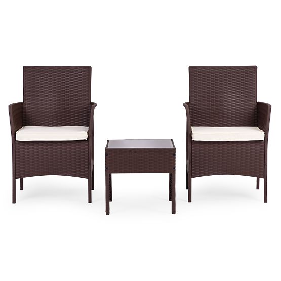 Vrtna garnitura 2 stola + miza kaljeno steklo rjava MultiGarden