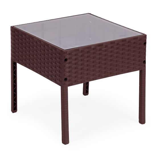 Vrtna garnitura 2 stola + miza kaljeno steklo rjava MultiGarden