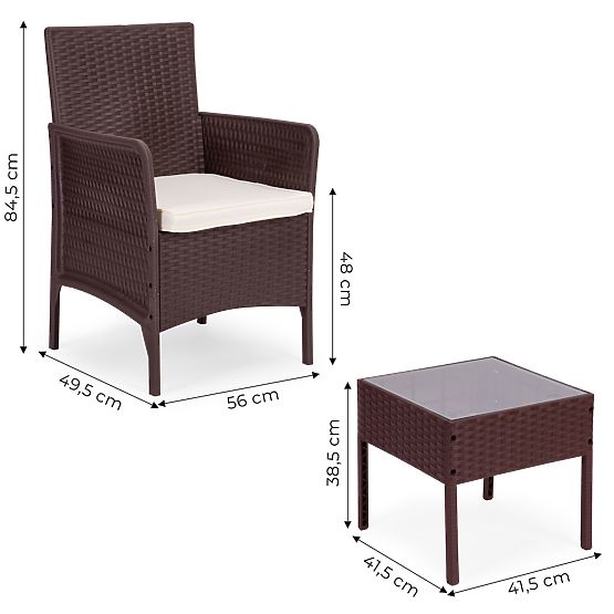 Vrtna garnitura 2 stola + miza kaljeno steklo rjava MultiGarden