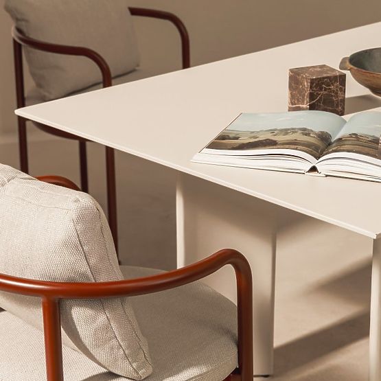 Vrtna garnitura Amarello, miza 220 cm + 6 stolov, aluminijasta, svetlo bež/bordo rjava