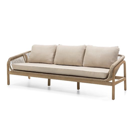 Vrtna garnitura Belpasso, pletenina, evkaliptov les FSC, videz tika, svetlo bež barva