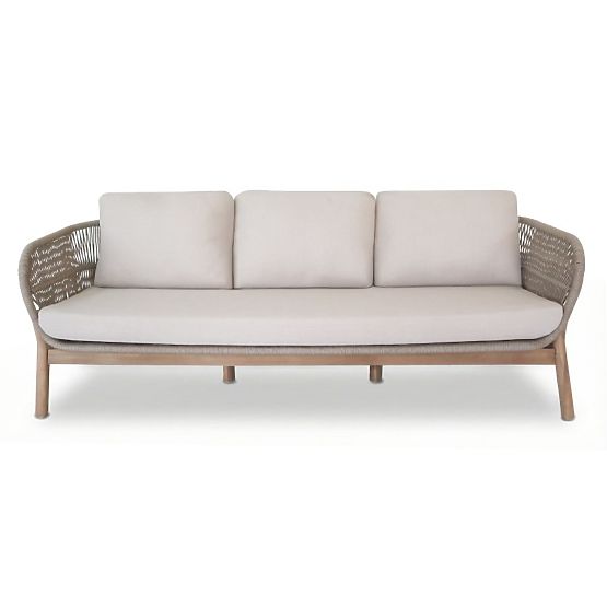 Vrtna garnitura Fiorentino 2 videz tikovine, pletenje, svetel akacijev les FSC, bež, zaobljeno