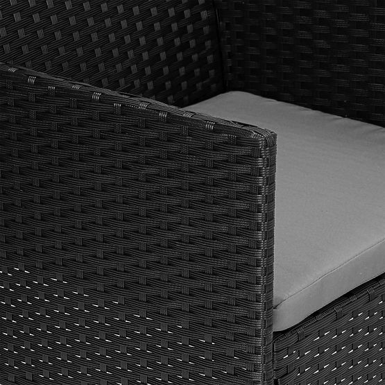 Vrtna garnitura iz tehnoratana MAGNOLIA črna s sivimi blazinami