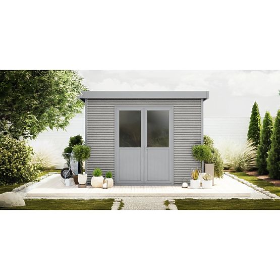 Vrtna hiška Ardena 3x3 m 9 m², temno siva, kompozitni les, aluminij, enostavna montaža