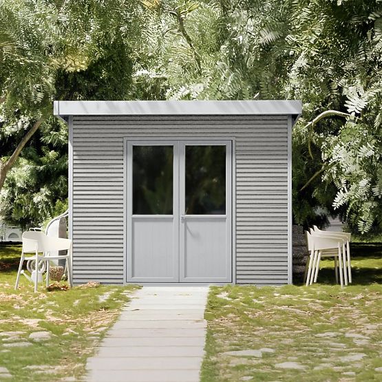 Vrtna hiška Ardena 3x3 m 9 m², temno siva, kompozitni les, aluminij, enostavna montaža