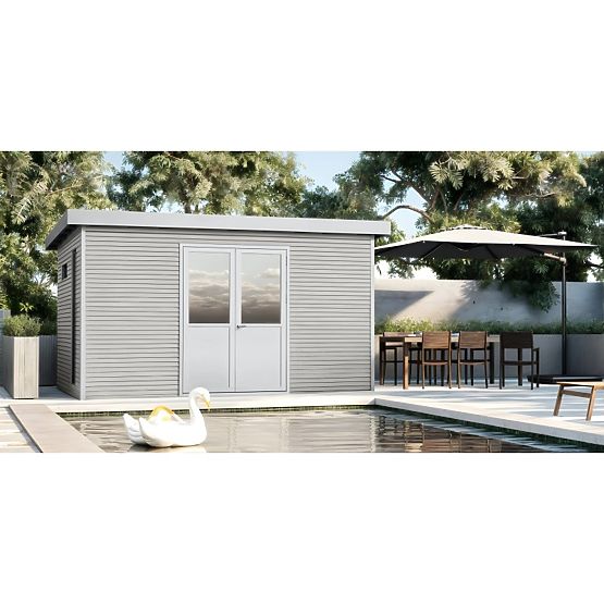 Vrtna hiška Ardena 4x3 m 12 m², temno siva, kompozitni les, aluminij, enostavna montaža