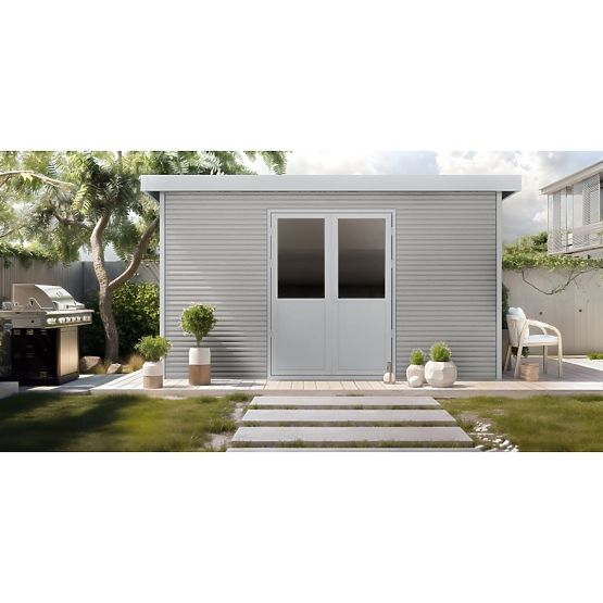 Vrtna hiška Ardena 4x3 m 12 m², temno siva, kompozitni les, aluminij, enostavna montaža