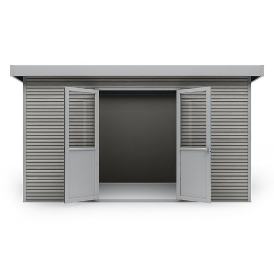 Vrtna hiška Ardena 4x3 m 12 m², temno siva, kompozitni les, aluminij, enostavna montaža