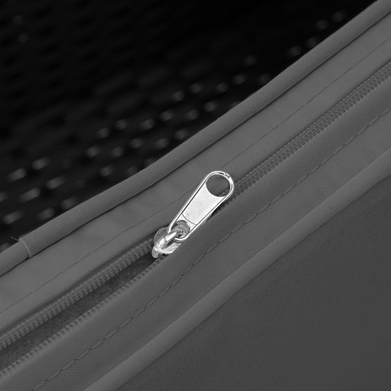 Vrtna klop iz tehnoratana kavč CORDOBA črna s sivimi blazinami