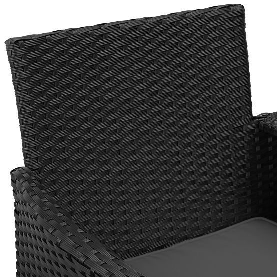 Vrtna klop iz tehnoratana kavč CORDOBA črna s sivimi blazinami