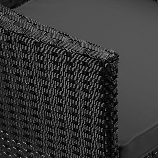 Vrtna klop iz tehnoratana kavč CORDOBA črna s sivimi blazinami