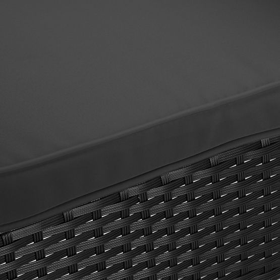 Vrtna klop iz tehnoratana kavč CORDOBA črna s sivimi blazinami