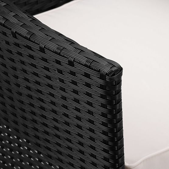 Vrtna klop iz tehnoratana kavč CORDOBA črna z bež blazinami