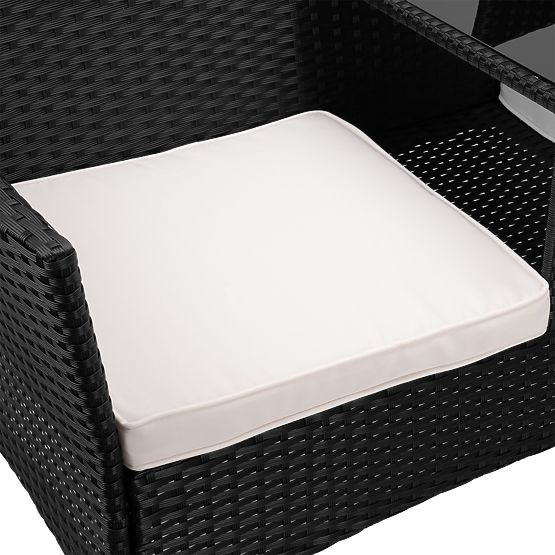 Vrtna klop iz tehnoratana kavč CORDOBA črna z bež blazinami