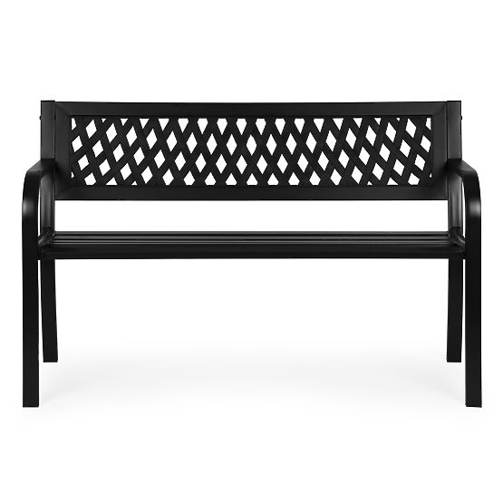 Vrtna klop s mrežastim naslonom 120x50 cm kovinska parkovna črna MultiGarden