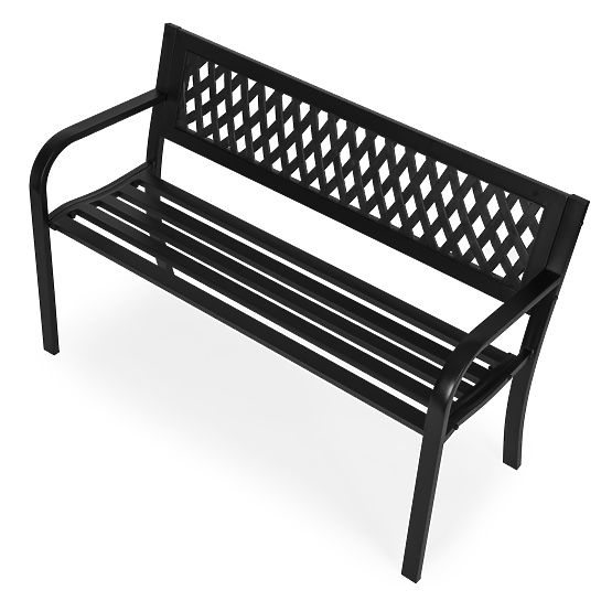Vrtna klop s mrežastim naslonom 120x50 cm kovinska parkovna črna MultiGarden