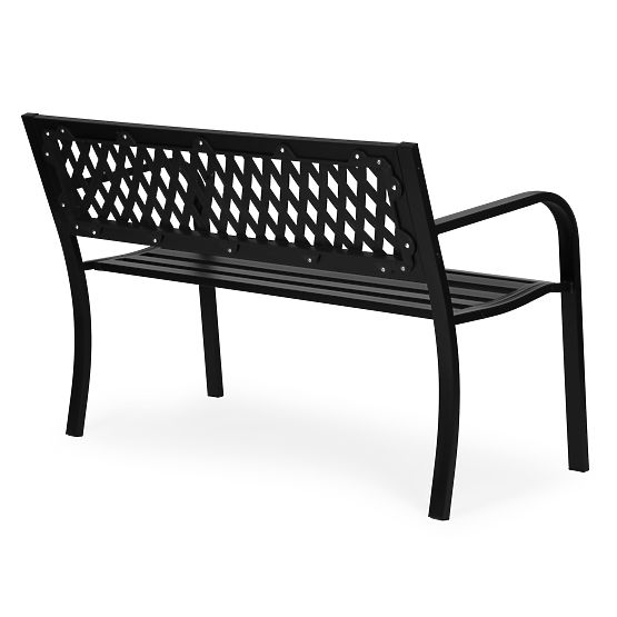 Vrtna klop s mrežastim naslonom 120x50 cm kovinska parkovna črna MultiGarden