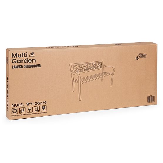 Vrtna klop z dekorativnim naslonom 120x50 cm kovinska parkovna črna MultiGarden