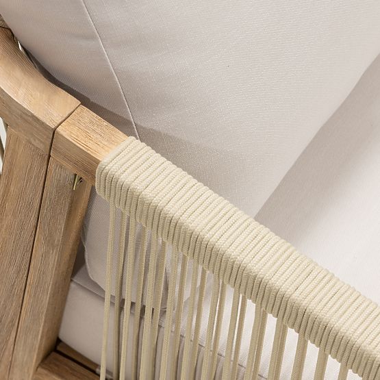 Vrtna kotna garnitura s mizo Castello, pletenje, akacijev les FSC, videz tika, bež