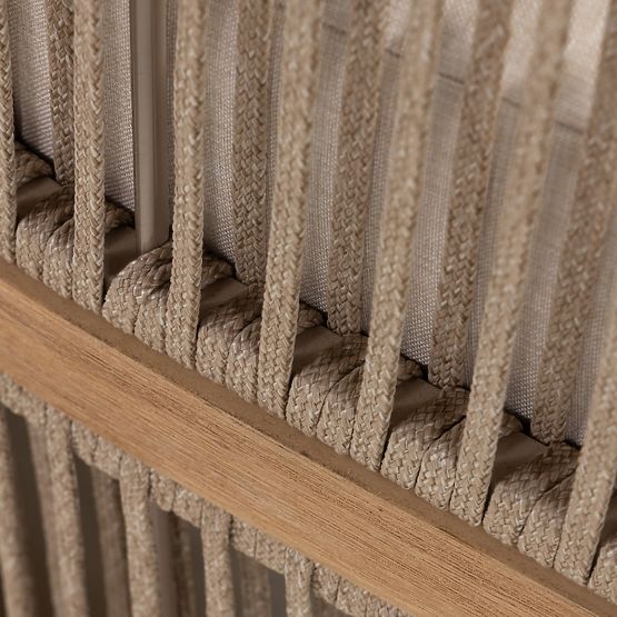 Vrtna kotna garnitura s stolom Vetralla, pletenje, akacijev les FSC, videz tikovine, svetlo bež