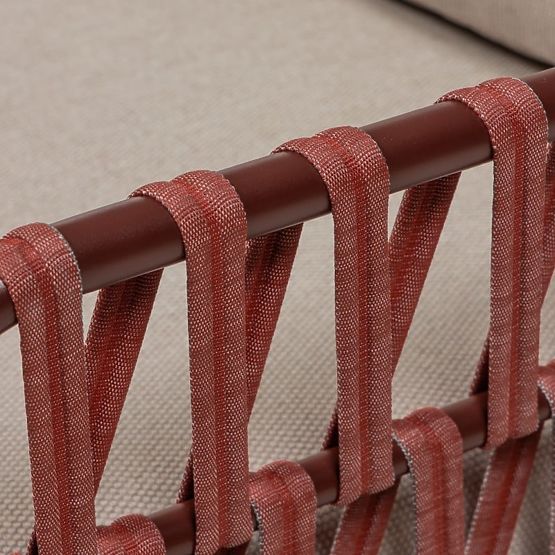 Vrtna kotna sedežna garnitura s stolom Amarello, aluminij, pletenina, svetlo bež/bordo rjava