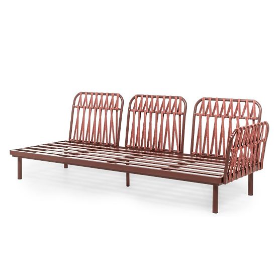 Vrtna kotna sedežna garnitura s stolom Amarello, aluminij, pletenina, svetlo bež/bordo rjava