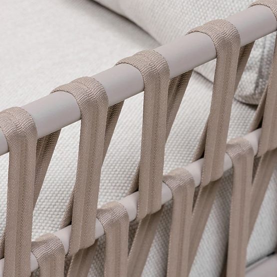 Vrtna kotna sedežna garnitura s stolom Amarello, aluminijasta, pletena, svetlo bež/bež-siva