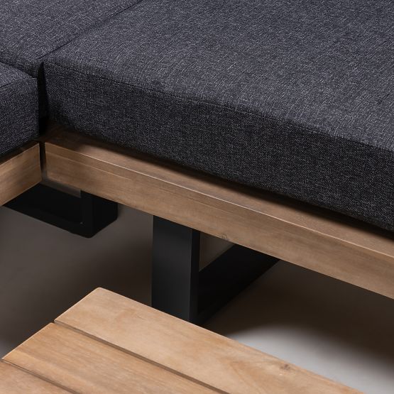 Vrtna kotna sedežna garnitura s stolom Borgo, akacijev les FSC, videz tika, siva