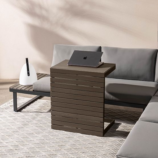 Vrtna kotna sedežna garnitura s stolom Valongo, polywood, spun-poly, svetlo siva/antracitna