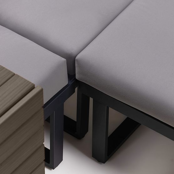 Vrtna kotna sedežna garnitura s stolom Valongo, polywood, spun-poly, svetlo siva/antracitna