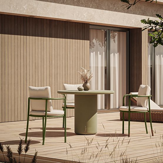 Vrtna miza Vibonis 100 cm, okrogla, cementna, zelena