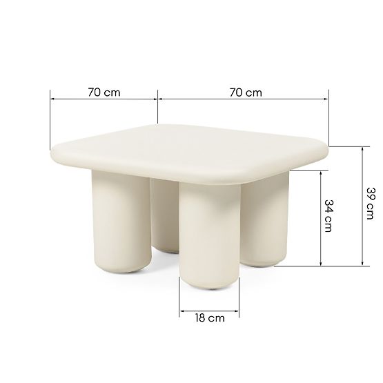 Vrtna miza Vibonis 70 cm, kvadratna, cementna, svetlo bež