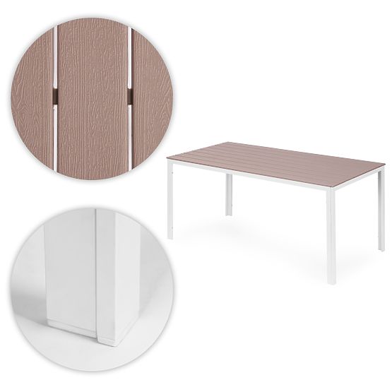 Vrtna miza za 6 oseb 156x78 cm polywood pohištvo za teraso bež bela MultiGarden