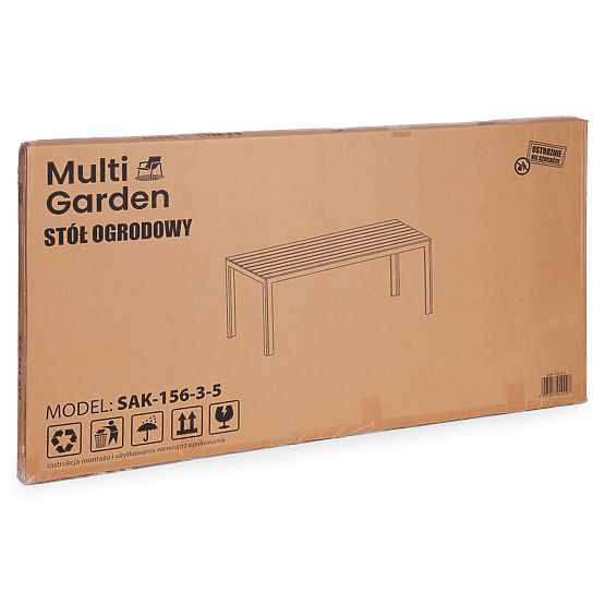 Vrtna miza za 6 oseb 156x78 cm polywood pohištvo za teraso bež bela MultiGarden