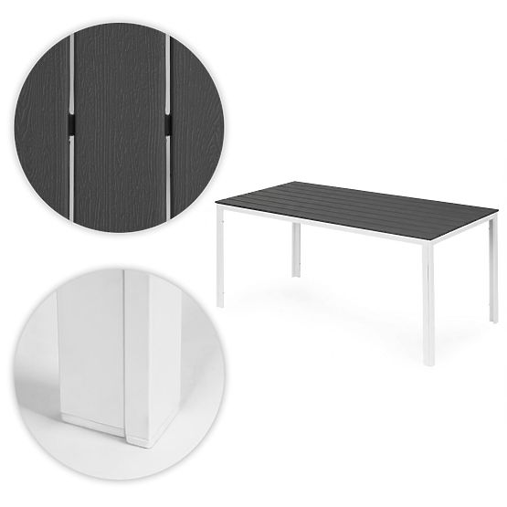 Vrtna miza za 6 oseb 156x78 cm polywood pohištvo za teraso siva bela MultiGarden
