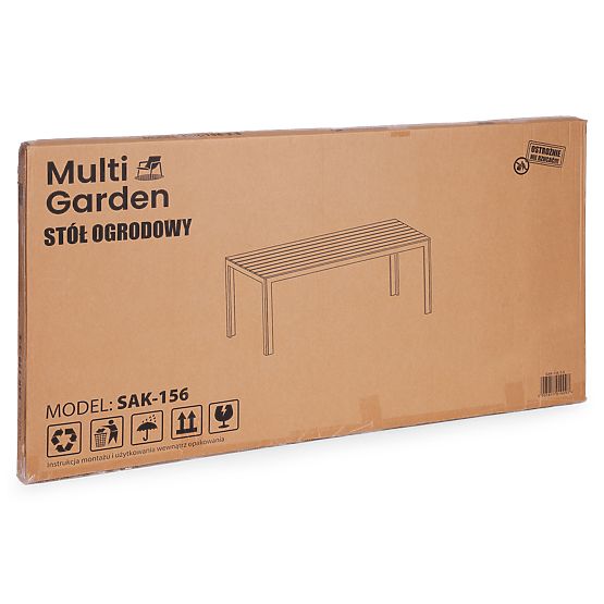 Vrtna miza za 6 oseb 156x78 cm polywood pohištvo za teraso siva bela MultiGarden