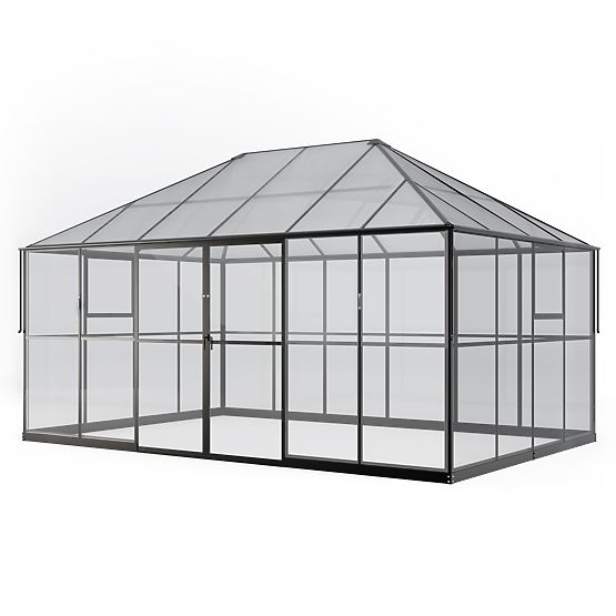 Vrtna oranžerija EcoGlass Gazebo Standard z osnovo 12 m² kaljeno steklo 4 mm, polikarbonat 6 mm