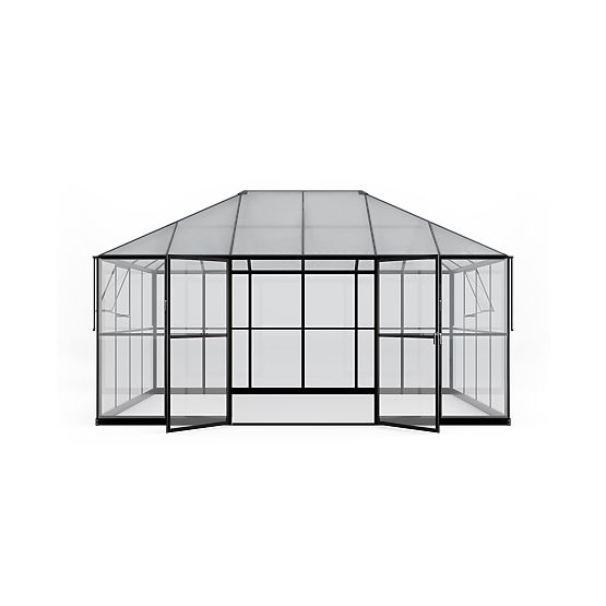Vrtna oranžerija EcoGlass Gazebo Standard z osnovo 12 m² kaljeno steklo 4 mm, polikarbonat 6 mm