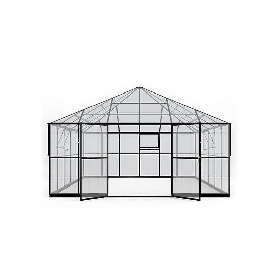 Vrtna oranžerija ProGlass Gazebo Large z osnovo 17,8 m² kaljeno steklo 4 mm, aluminij, črna