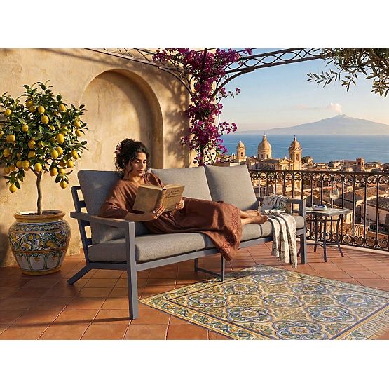 Vrtna sedežna garnitura 3-sedežna MISTERIOSO udobna sedežna garnitura za balkon 190cm