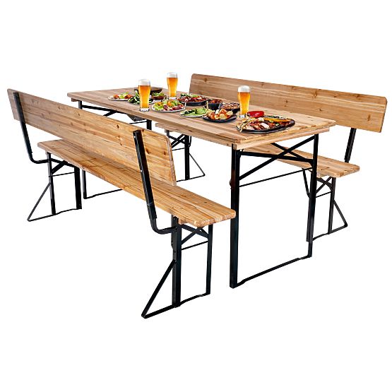 Vrtni komplet jekleno-leseni PORTER 170 cm miza + 2 klopi