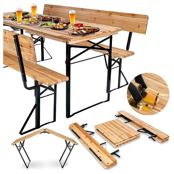 Vrtni komplet jekleno-leseni PORTER 170 cm miza + 2 klopi