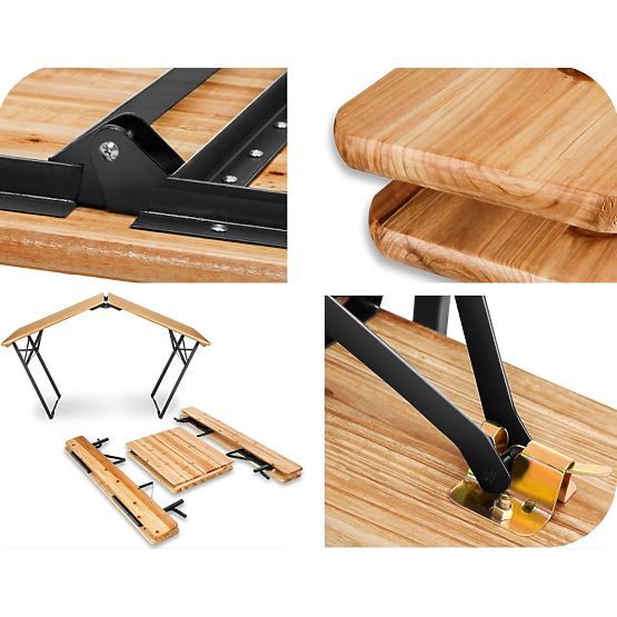 Vrtni komplet jekleno-leseni PORTER 170 cm miza + 2 klopi