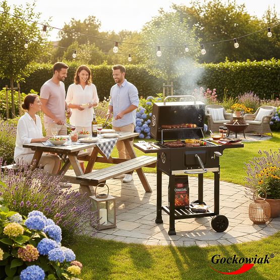 Vrtni kotni žar z litoželezno rešetko FERRO