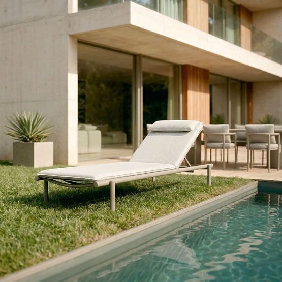 Vrtni ležalnik Amarello nastavljiv, aluminijast, svetlo bež/bež-siv