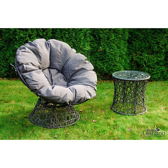 Vrtni ležalnik iz tehnoratana + miza TWIST siva